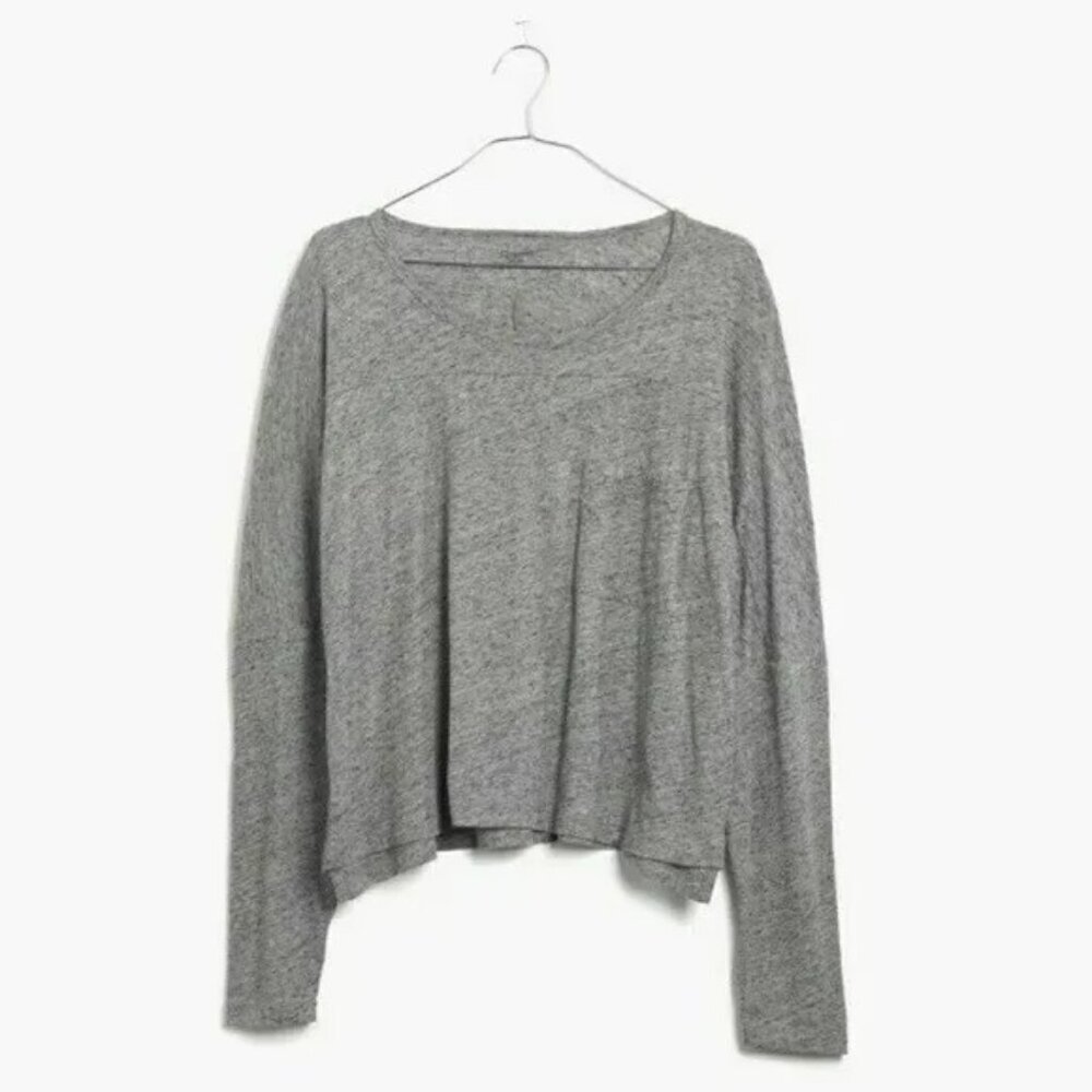 Madewell Effortless Swingy Long Sleeve Gray Crop Tee Size Small